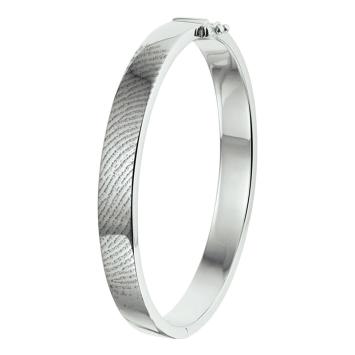 Zilveren scharnier armband met vingerafdruk